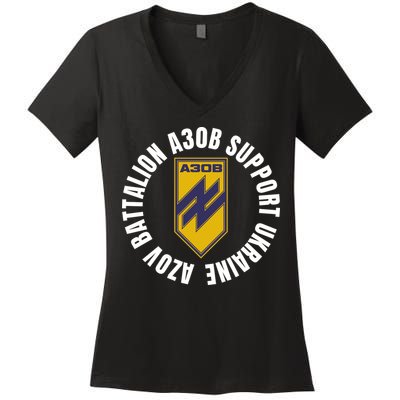 Azov Battalion A30B Support Ukraine I Stand With Ukraine Women's V-Neck T-Shirt