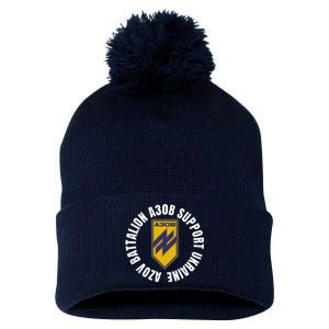 Azov Battalion A30B Support Ukraine I Stand With Ukraine Pom Pom 12in Knit Beanie