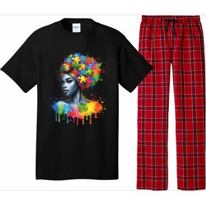 African Black Autism Mom Afro Mother Autism Awareness Mama Gift Pajama Set