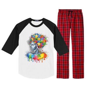 African Black Autism Mom Afro Mother Autism Awareness Mama Gift Raglan Sleeve Pajama Set