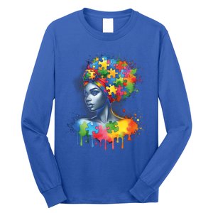 African Black Autism Mom Afro Mother Autism Awareness Mama Gift Long Sleeve Shirt