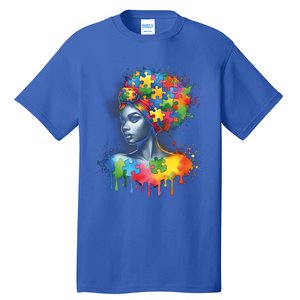 African Black Autism Mom Afro Mother Autism Awareness Mama Gift Tall T-Shirt