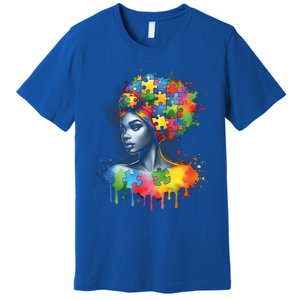 African Black Autism Mom Afro Mother Autism Awareness Mama Gift Premium T-Shirt