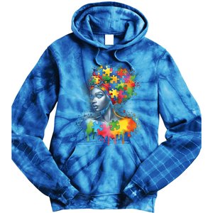 African Black Autism Mom Afro Mother Autism Awareness Mama Gift Tie Dye Hoodie