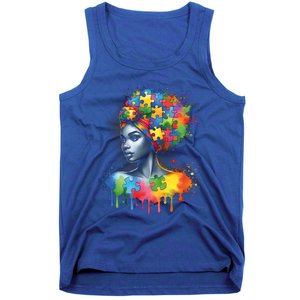 African Black Autism Mom Afro Mother Autism Awareness Mama Gift Tank Top