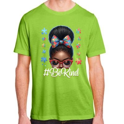 Afro Black Autism Awareness Messy Bun Be Kind Great Gift Adult ChromaSoft Performance T-Shirt