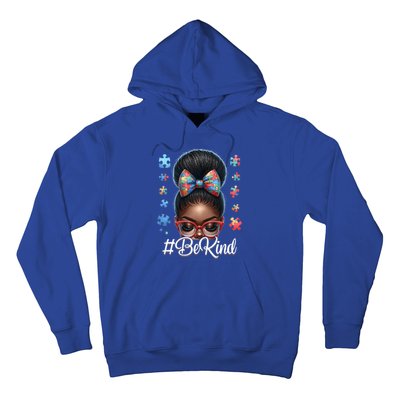 Afro Black Autism Awareness Messy Bun Be Kind Great Gift Hoodie