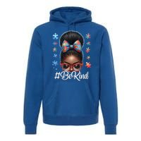 Afro Black Autism Awareness Messy Bun Be Kind Great Gift Premium Hoodie