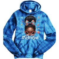 Afro Black Autism Awareness Messy Bun Be Kind Great Gift Tie Dye Hoodie