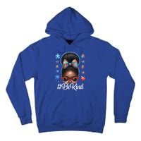 Afro Black Autism Awareness Messy Bun Be Kind Great Gift Tall Hoodie