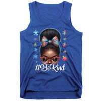 Afro Black Autism Awareness Messy Bun Be Kind Great Gift Tank Top