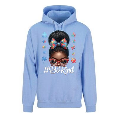 Afro Black Autism Awareness Messy Bun Be Kind Great Gift Unisex Surf Hoodie