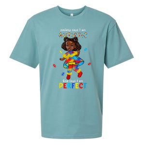 African Black Autistic Girl Kid Toddler Autism Awareness ASD Sueded Cloud Jersey T-Shirt