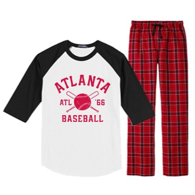 Atlanta Baseball ATL Vintage Brave Retro Raglan Sleeve Pajama Set