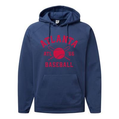 Atlanta Baseball ATL Vintage Brave Retro Performance Fleece Hoodie