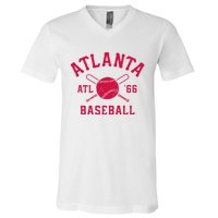 Atlanta Baseball ATL Vintage Brave Retro V-Neck T-Shirt