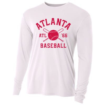 Atlanta Baseball ATL Vintage Brave Retro Cooling Performance Long Sleeve Crew