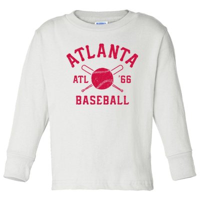 Atlanta Baseball ATL Vintage Brave Retro Toddler Long Sleeve Shirt