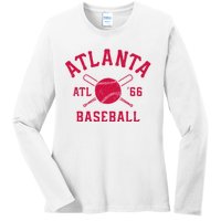 Atlanta Baseball ATL Vintage Brave Retro Ladies Long Sleeve Shirt