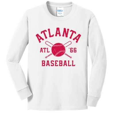 Atlanta Baseball ATL Vintage Brave Retro Kids Long Sleeve Shirt