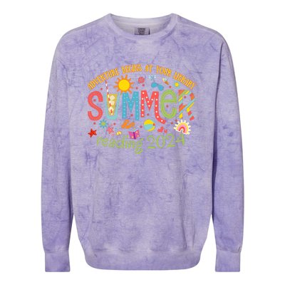 Adventure Begins At Your Library Summer Reading Program 2024 Colorblast Crewneck Sweatshirt