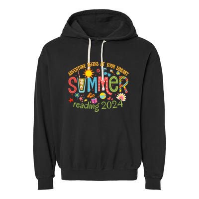 Adventure Begins At Your Library Summer Reading Program 2024 Garment-Dyed Fleece Hoodie