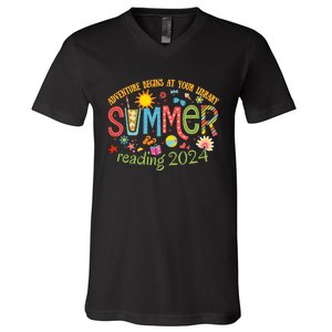 Adventure Begins At Your Library Summer Reading Program 2024 V-Neck T-Shirt