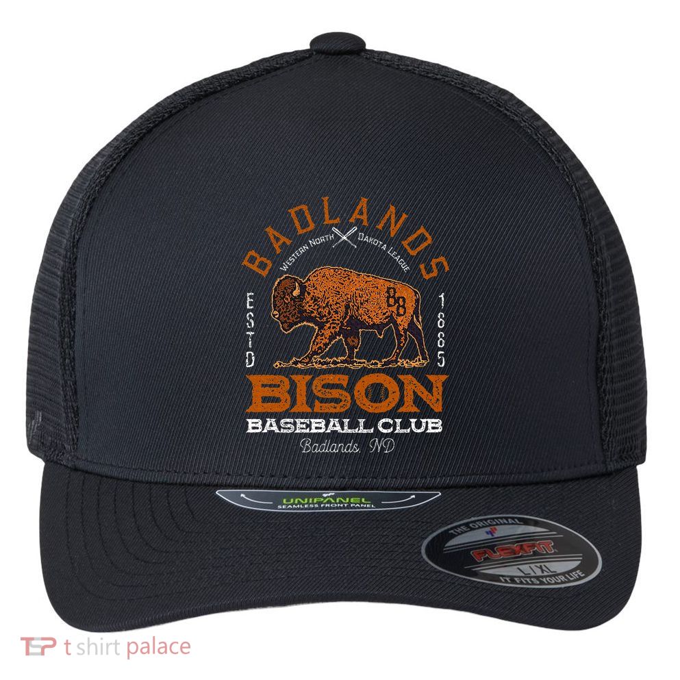 American Bison Baseball Retro Minor League Baseball Team Flexfit Unipanel Trucker Cap