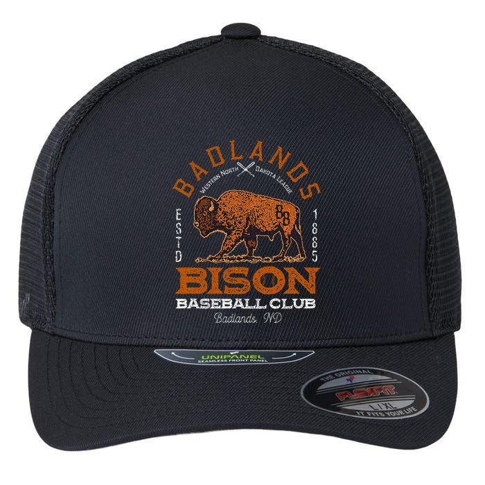 American Bison Baseball Retro Minor League Baseball Team Flexfit Unipanel Trucker Cap