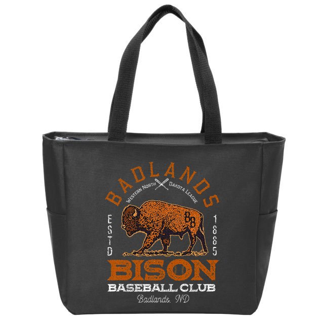 American Bison Baseball Retro Minor League Baseball Team Zip Tote Bag