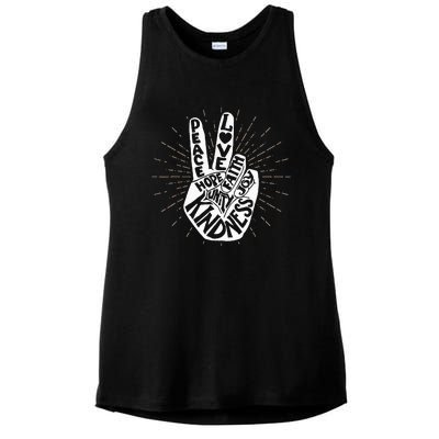 Anti Bullying Be Kind Peace Hand Sign Gift Unity Day Orange Ladies PosiCharge Tri-Blend Wicking Tank