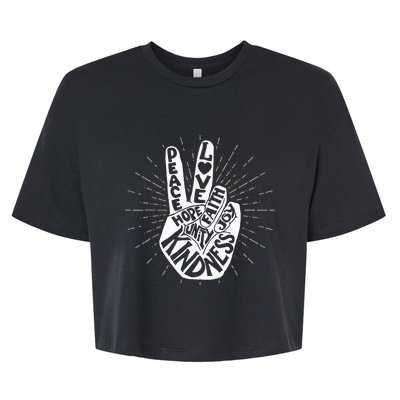 Anti Bullying Be Kind Peace Hand Sign Gift Unity Day Orange Bella+Canvas Jersey Crop Tee