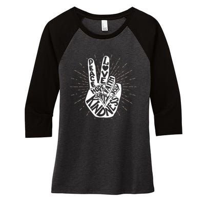 Anti Bullying Be Kind Peace Hand Sign Gift Unity Day Orange Women's Tri-Blend 3/4-Sleeve Raglan Shirt