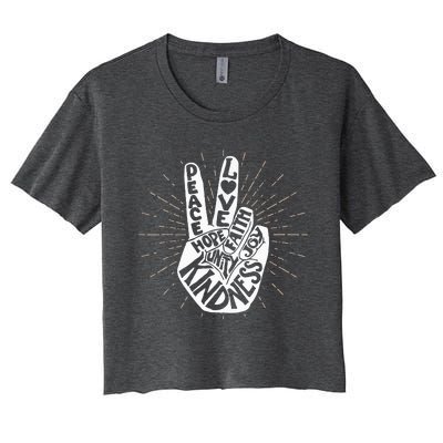 Anti Bullying Be Kind Peace Hand Sign Gift Unity Day Orange Women's Crop Top Tee