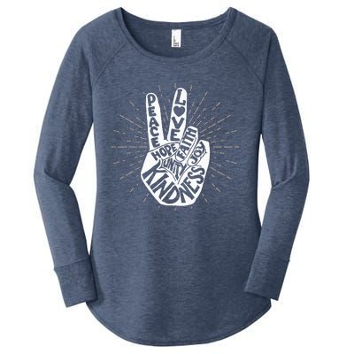 Anti Bullying Be Kind Peace Hand Sign Gift Unity Day Orange Women's Perfect Tri Tunic Long Sleeve Shirt