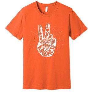 Anti Bullying Be Kind Peace Hand Sign Gift Unity Day Orange Premium T-Shirt