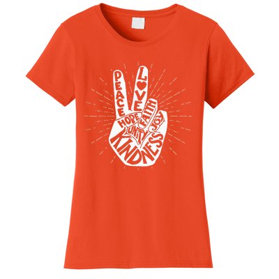 Anti Bullying Be Kind Peace Hand Sign Gift Unity Day Orange Women's T-Shirt