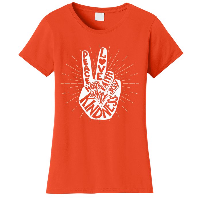 Anti Bullying Be Kind Peace Hand Sign Gift Unity Day Orange Women's T-Shirt