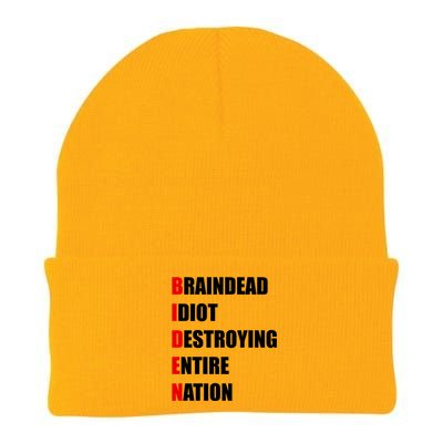 Anti Biden Braindead Idiot Destroying Entire Nation Knit Cap Winter Beanie