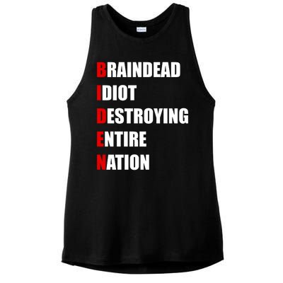 Anti Biden Braindead Idiot Destroying Entire Nation Ladies PosiCharge Tri-Blend Wicking Tank