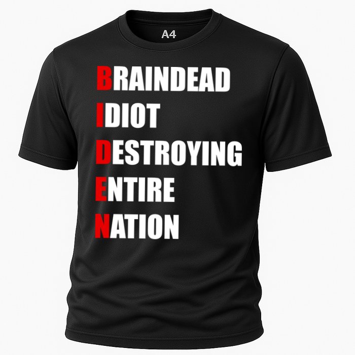Anti Biden Braindead Idiot Destroying Entire Nation Cooling Performance Crew T-Shirt
