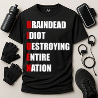 Anti Biden Braindead Idiot Destroying Entire Nation Cooling Performance Crew T-Shirt