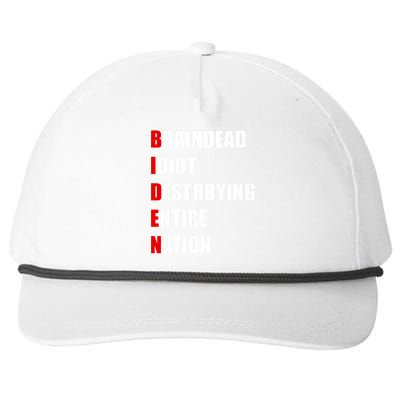 Anti Biden Braindead Idiot Destroying Entire Nation Snapback Five-Panel Rope Hat