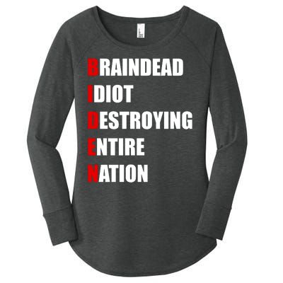 Anti Biden Braindead Idiot Destroying Entire Nation Women's Perfect Tri Tunic Long Sleeve Shirt