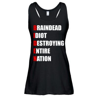 Anti Biden Braindead Idiot Destroying Entire Nation Ladies Essential Flowy Tank