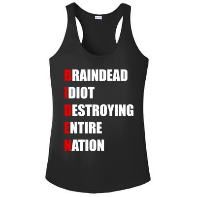 Anti Biden Braindead Idiot Destroying Entire Nation Ladies PosiCharge Competitor Racerback Tank