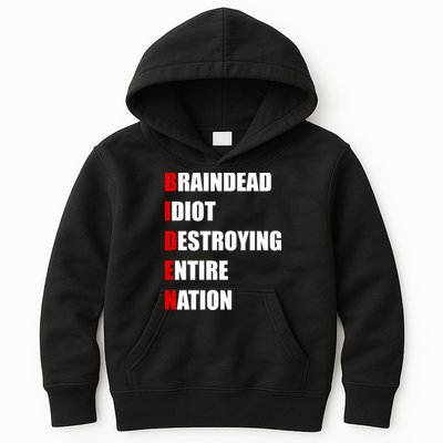 Anti Biden Braindead Idiot Destroying Entire Nation Kids Hoodie