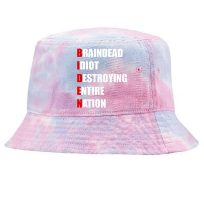 Anti Biden Braindead Idiot Destroying Entire Nation Tie-Dyed Bucket Hat