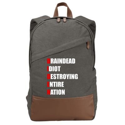 Anti Biden Braindead Idiot Destroying Entire Nation Cotton Canvas Backpack