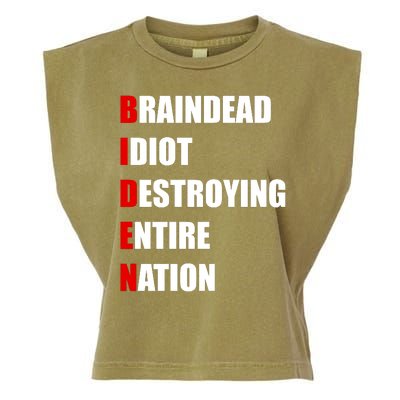 Anti Biden Braindead Idiot Destroying Entire Nation Garment-Dyed Women's Muscle Tee